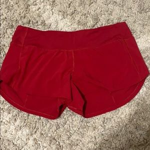 LULULEMON SPEED SHORTS, EUC DARK RED